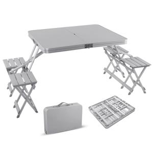 Quality Outdoor Garden Party Picnic Folding Table Stools Set W82 x D163 x H73 cm wholesale