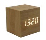 Promotional Electronic wooden led alarm clock wood logo customized