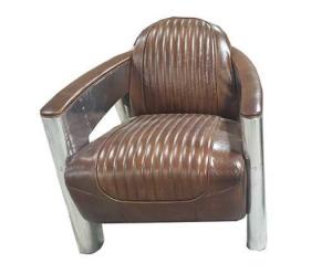 Quality Vintage Aviator Brown Leather Armchair Aviator Style Chair wholesale