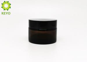 Quality 30g Amber Color Face Cream Glass Jar , Cream Storage Jars With Black Cap wholesale
