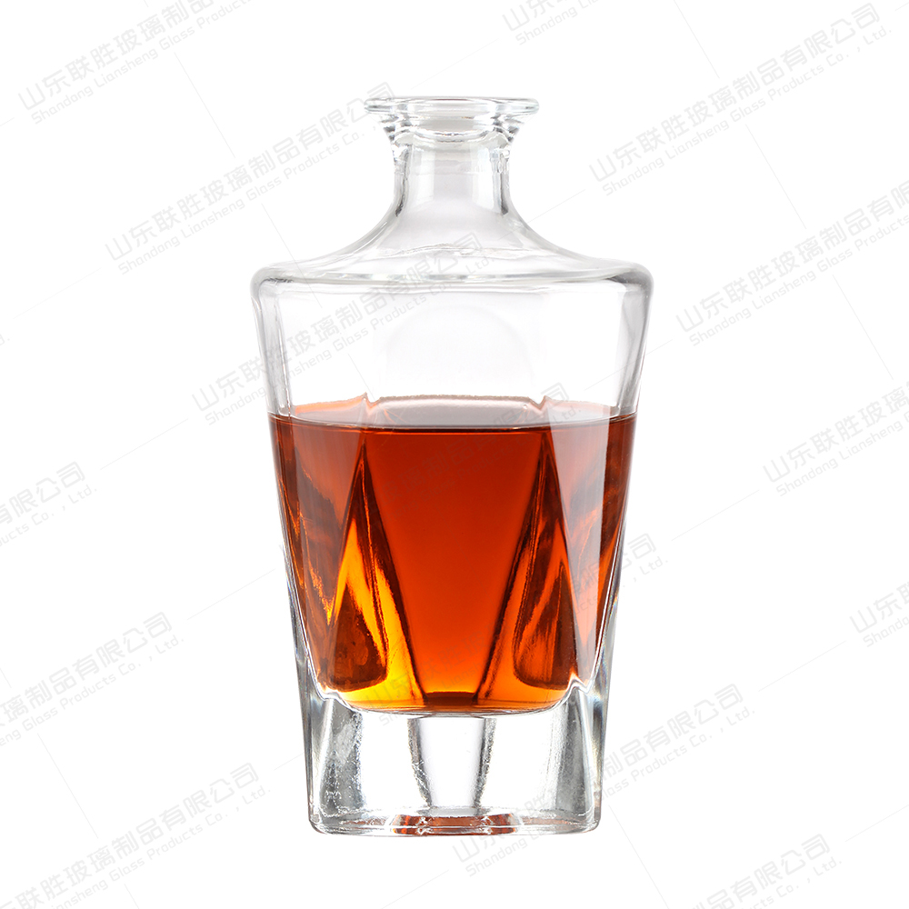 Sealing Type Glass Lid Square and Cylinder Vodka Wine Glass Bottle for Juice Whisky
