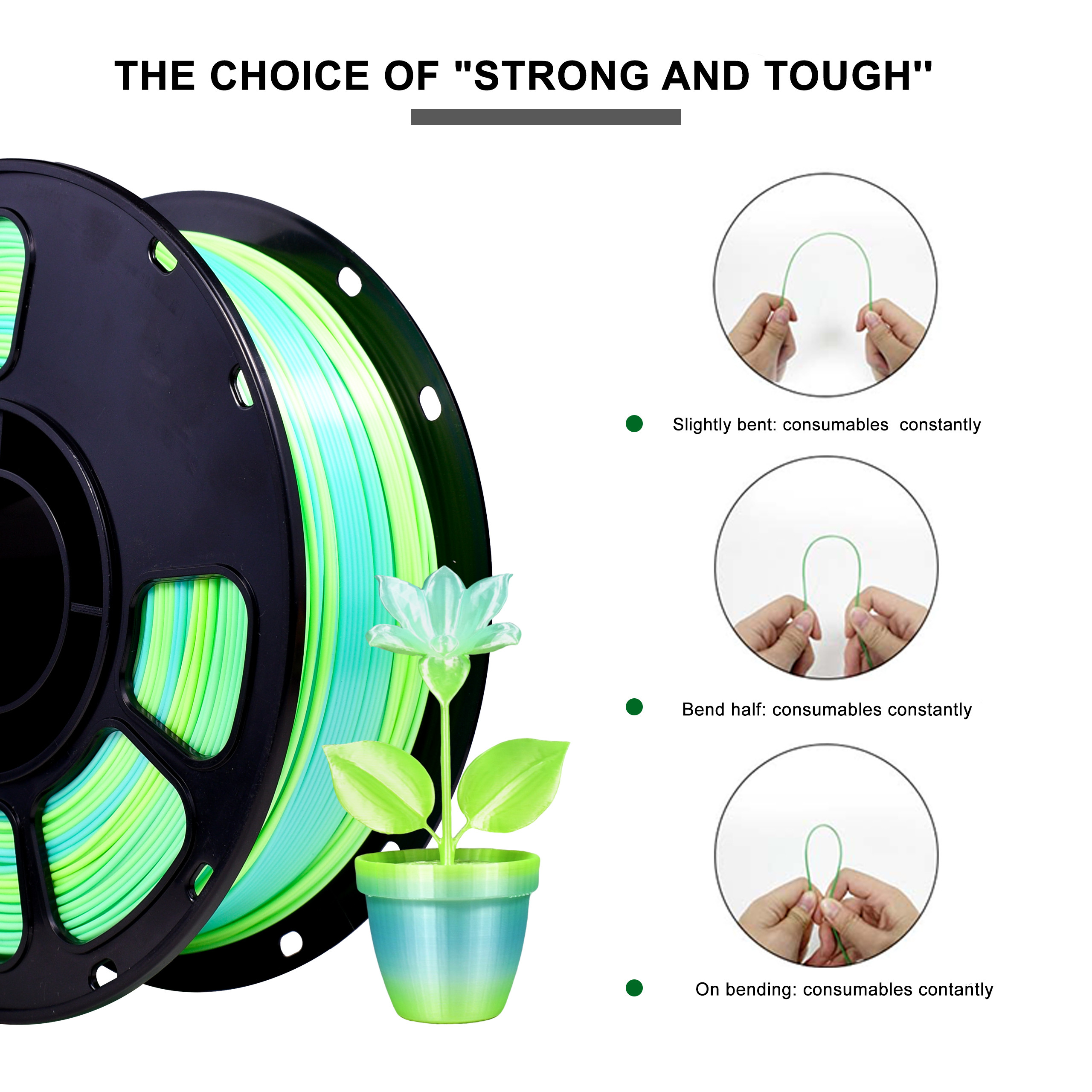 iBOSS PLA+ High Strength Filament 1000g Gradient Blue Green Filament 1.75MM 3d Printing Filament
