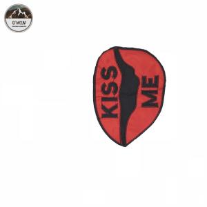 Quality Merrow Border Embroidered Sports Patches Kiss Me Shape For Clothing / Handbags wholesale