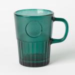400ml Striped Glass Drinking Cups Green 14 Oz Glass Mug Lead Free Machine