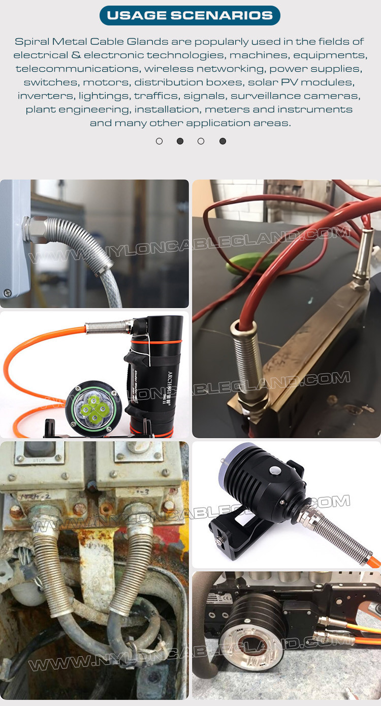 Hermetic IP68 Stainless Steel Metric Cable Glands Type 304/316/316L M12~M50 with Anti-kink and Bend Protection