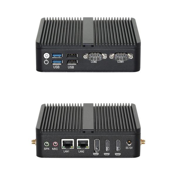 Intel N100 Industrial Fanless PC With Black Chassis Triple Display Ports For