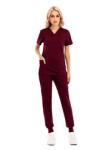 Unisex Custom Logo Strech Solid Color Blue Medical Scrub Clothes