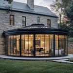 Glass Sunroom Entrance Door Wrought Iron Waterproof Greenhouse Metal Villa House