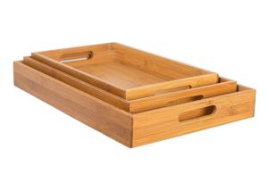 Quality Home 3 pc Bamboo Breakfast Bed Trays (Squared) | Cut Out Handles | Set of 3pcs Bamboo Serving Tray wholesale