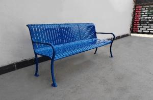 Quality Laser-Cut Outdoor Metal Benches Square Steel Legs Durable And Safe wholesale