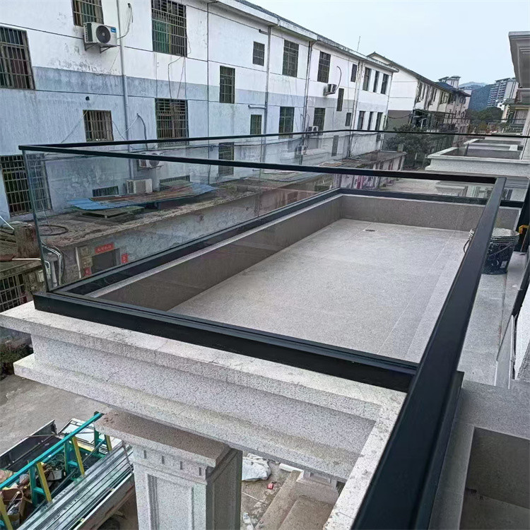 U Channel Black Tempered Aluminum Glass Railing Safety Mounted Balustrade Systems