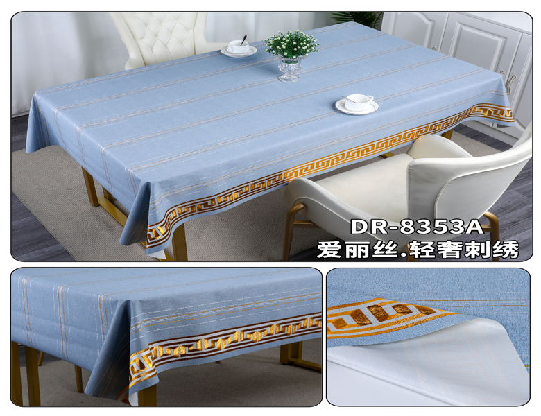Floral Pattern Transparent Plastic Tablecloth for 6 Seater Rectangular Table Wedding Blue