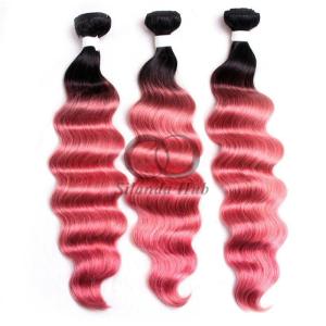 Quality #T1B/Pink Loose Deep Wave Remy Human Hair Bundles Sew In Weave Bundles Brazilian Bundle Deals wholesale