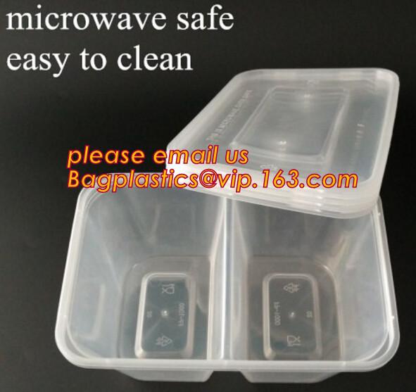 Cheap Disposable Plastic 4 Compartment Food Thermal Lunch Container Box,Plastic Takeaway Food Box with conjoined cover bagease for sale