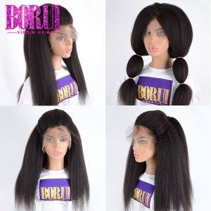 Quality BORUI Indian Preplucked Kinky Straight Human Hair Transparent Swiss Lace Front Wigs wholesale