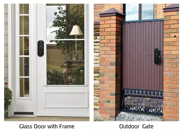 Bluetooth Fingerprint Rim Keypad Mechanical Key Nfc French Door Security Locks