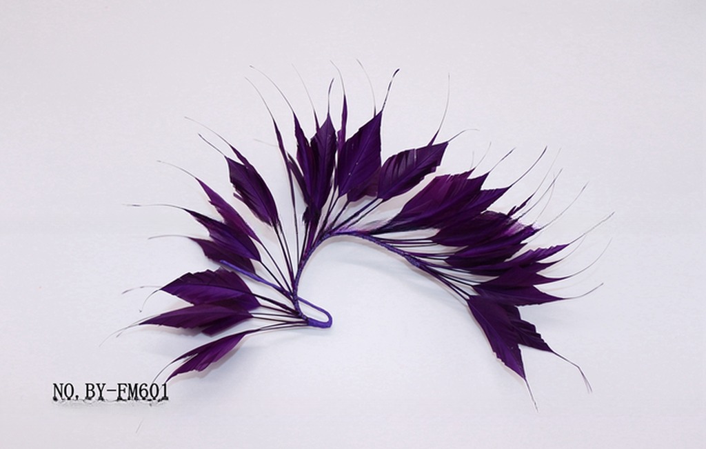Party Decoration Stripped Goose Feather Flower Mount with Wire Accessory in Bright Colors