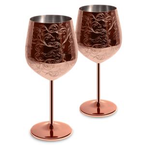 Quality Etched 304 Stainless Steel Wine Goblets With Copper Plated LFGB wholesale