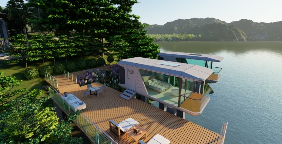 11.5*3.3*3.2m Space Capsule House Office Environmentally Friendly Luxurious Modern Prefabricated House