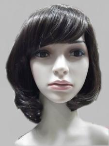 Quality OEM Black Wavy Petite Hair Synthetic Full Lace Wigs With Bangs 140g / Piece wholesale