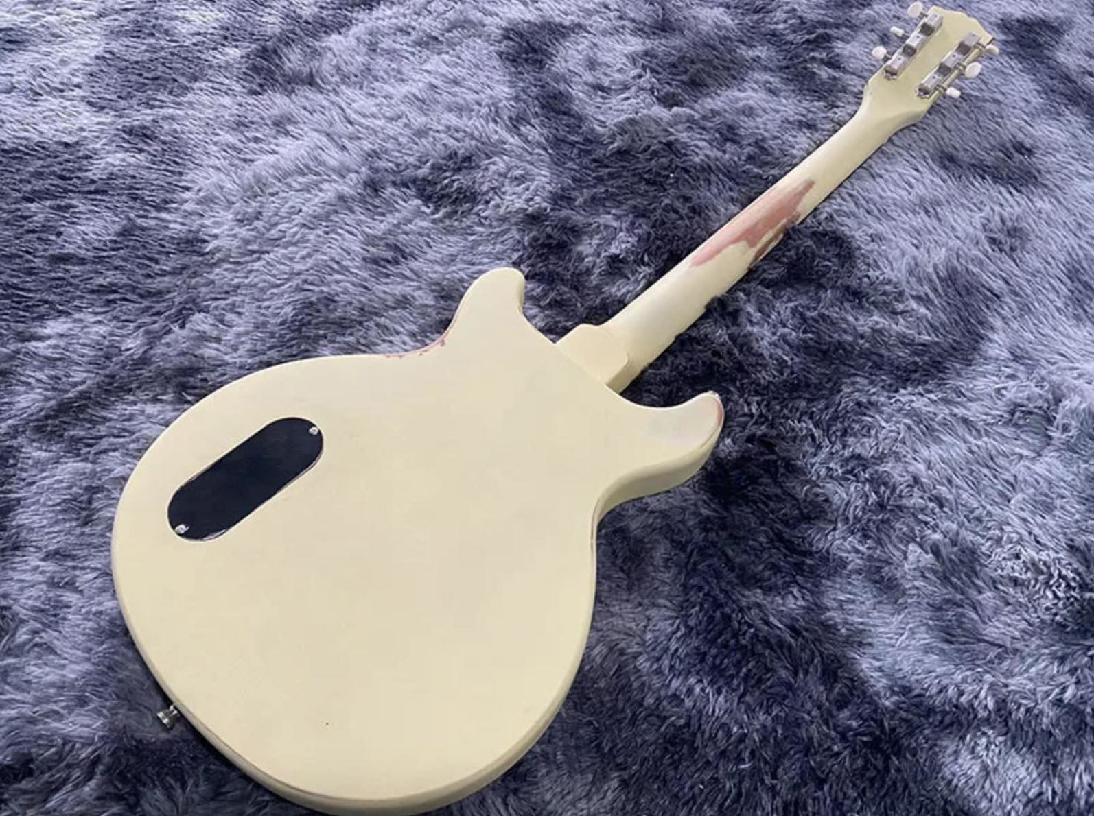 Custom GB Electric Guitar Junior Milk White Color 1 P90 Pickup Handmade heavry Relic Mahogany Body And Neck