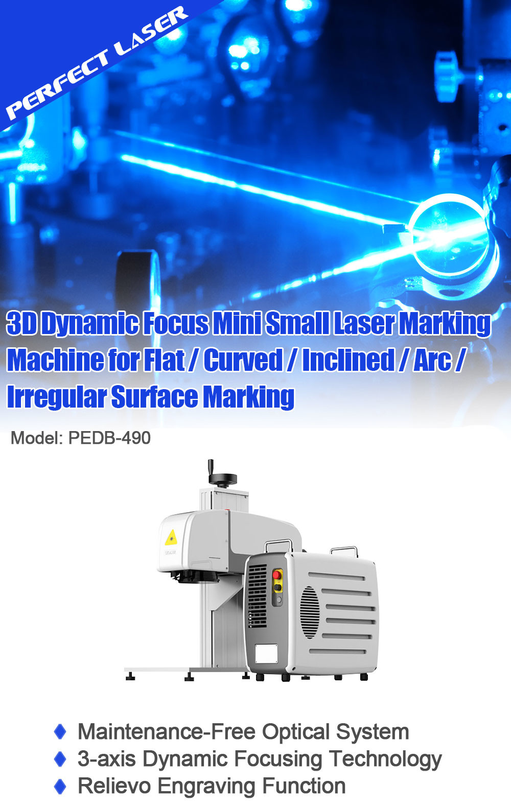 Mini Small Laser Marking Machine 3D Dynamic Focus For Flat Curved Inclined Arc Surface