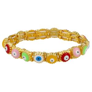Quality Gold Plated 18K Gold Bangle Jewelry Enamel Adjustable Lucky Evil Eye Bracelet wholesale