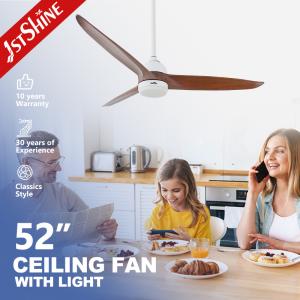 Quality 52 Inches Wood Ceiling Fan With Light Reversible Dc Motor Smart Remote Control wholesale