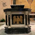 Black Marble Pope Pulpit Table Natural Stone Religious Church Altar Podium