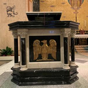 Quality Black Marble Pope Pulpit Table Natural Stone Religious Church Altar Podium Western Style Divine wholesale
