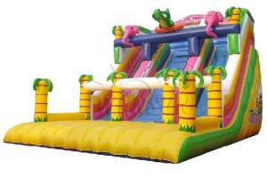 Quality 0.9mm PVC Material Large Inflatable Slide Jungle Theme For Adults / Children wholesale