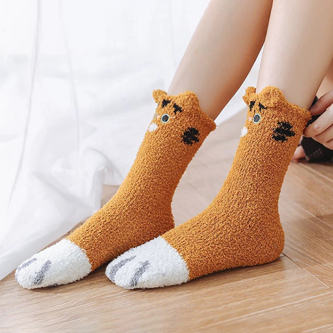 Thick Indoor Fuzzy Winter Warm Home Socks Cute Cartoon Animal Fluffy Socks
