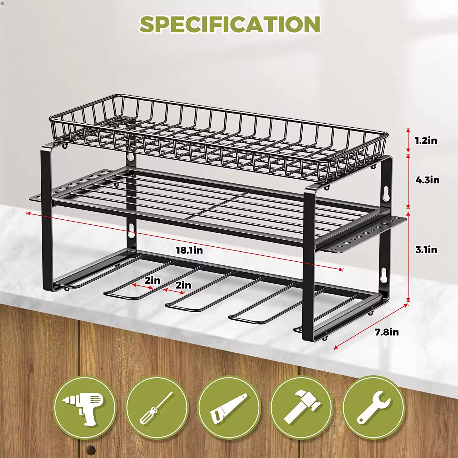 Black Mesh Frame Power Tool Organizer for Handheld Power Tools Customized Logo Acceptable