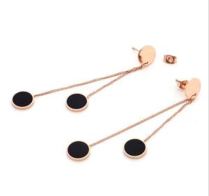 Quality Long Tassel Stainless Steel Earring, High-end Black Drop Earring for Girls Long Dangle Fashion Jewelry wholesale