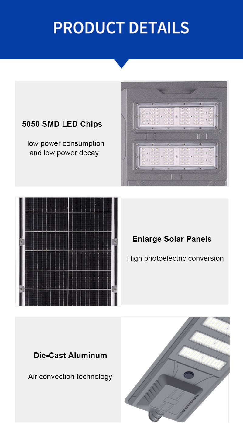 Smart 4000K 200w Solar Street Light Commercial LED Street Light Outdoor Waterproof