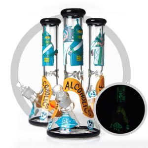 Quality Rick And Morty Art Bong 7mm Glass Smoking Water Pipe With 14MM Bowl wholesale