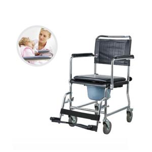 Quality NPKA3503 Euro Mobile Commode Chair Steel Transfer Commode Wheel Chair With Bedpan wholesale