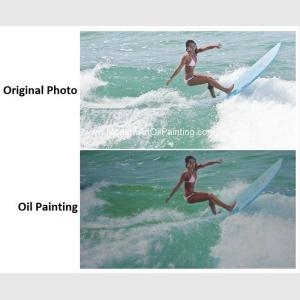 Quality Realistic Custom Oil Painting Portraits Surf Lady Sports Oil Paintings From Picture wholesale