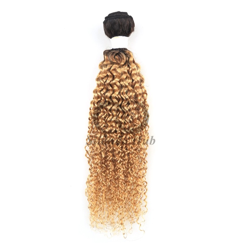 #T1B/27 Kinky Curly Remy Human Hair Bundles Sew In Weave Bundles Brazilian Bundle Deals
