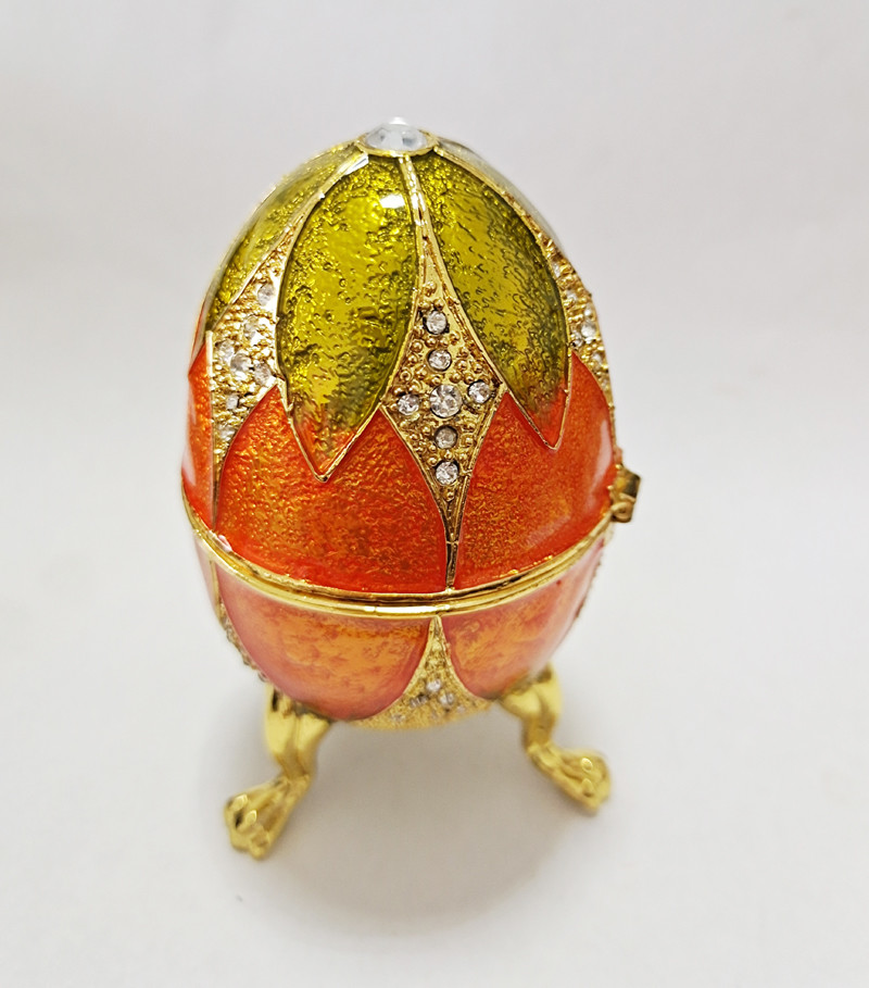 Luxury Faberge Easter Eggs Elegant Enamel jewlery box Crystal Egg Trinket box Jewelry Box Holder Easter Egg Collectible