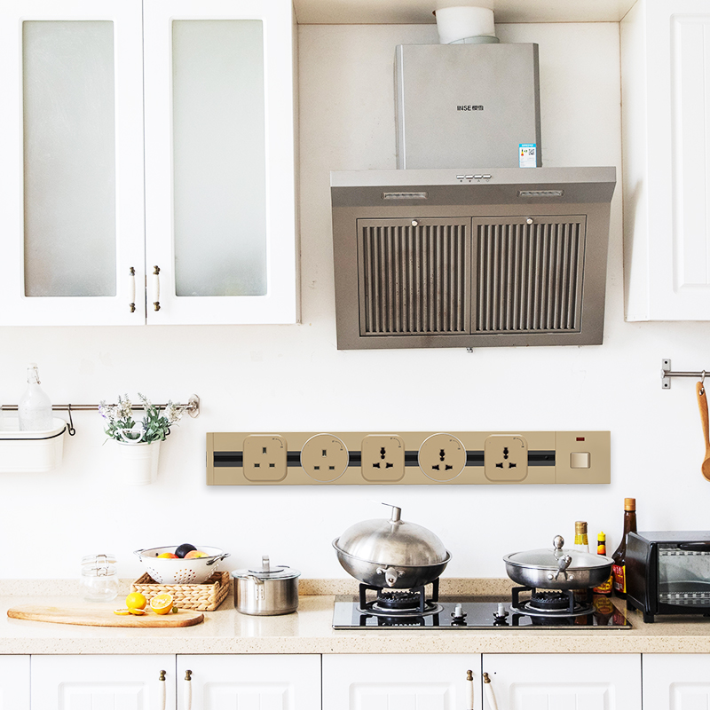 Convenient Track Trail Electrical Power Socket for Wall Mounted Kitchen and Desk