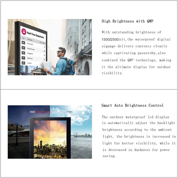 49 Inch Waterproof Outdoor Digital Signage Advertising Board 2500nits Fanless Full Outdoor Tv