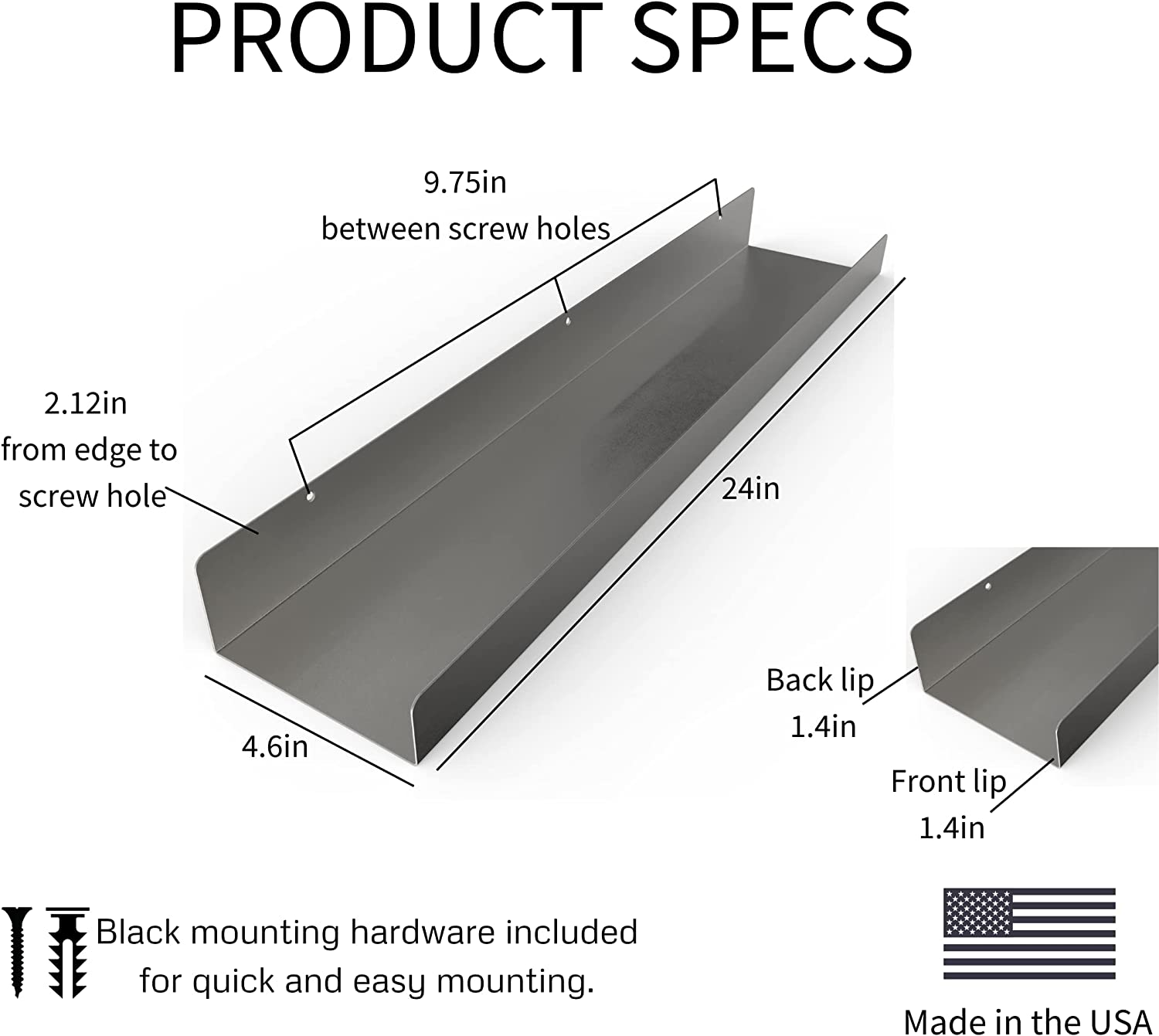 Wall Mounted Floating Shelves Wide Steel Display Ledges Large Storage Rack for Room/Kitchen/Office