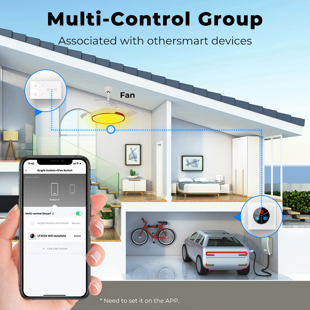 Tuya WiFi Ceiling Fan Switch Speed Control Timer Voice Power Monitor Alexa Google Home Smart Light Switch