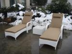 Comfortable All Weather Mobile Rattan Sun Lounger With Wheel