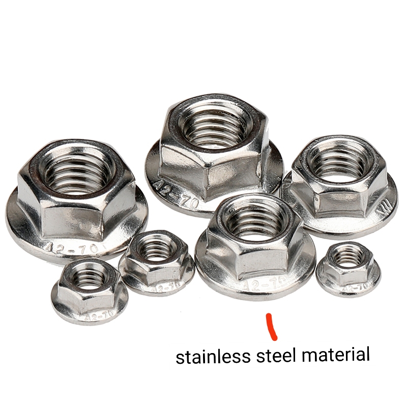 Stainless Steel 304 Torque Type Lock Nuts , Hex Flange Nuts M4-M12