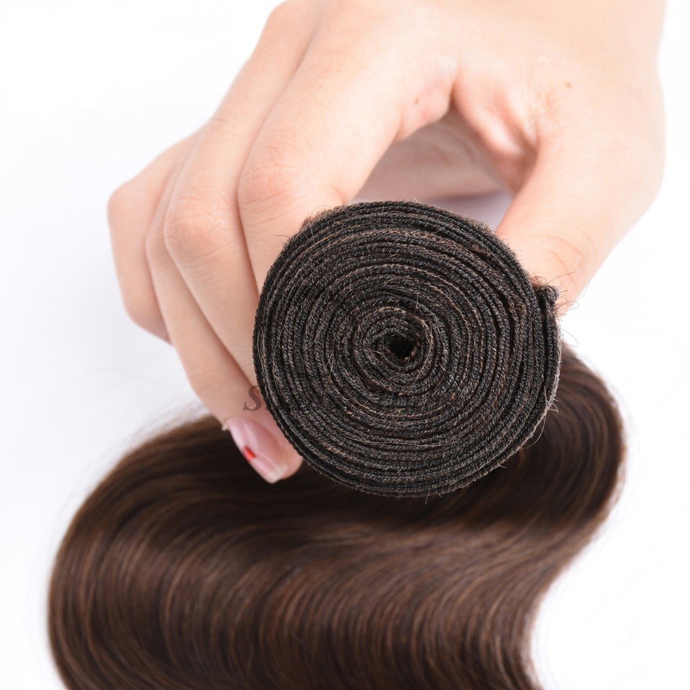 #4 Medium Brown Body Wave Remy Human Hair Bundles Sew In Weave Bundles Brazilian Bundle Deals