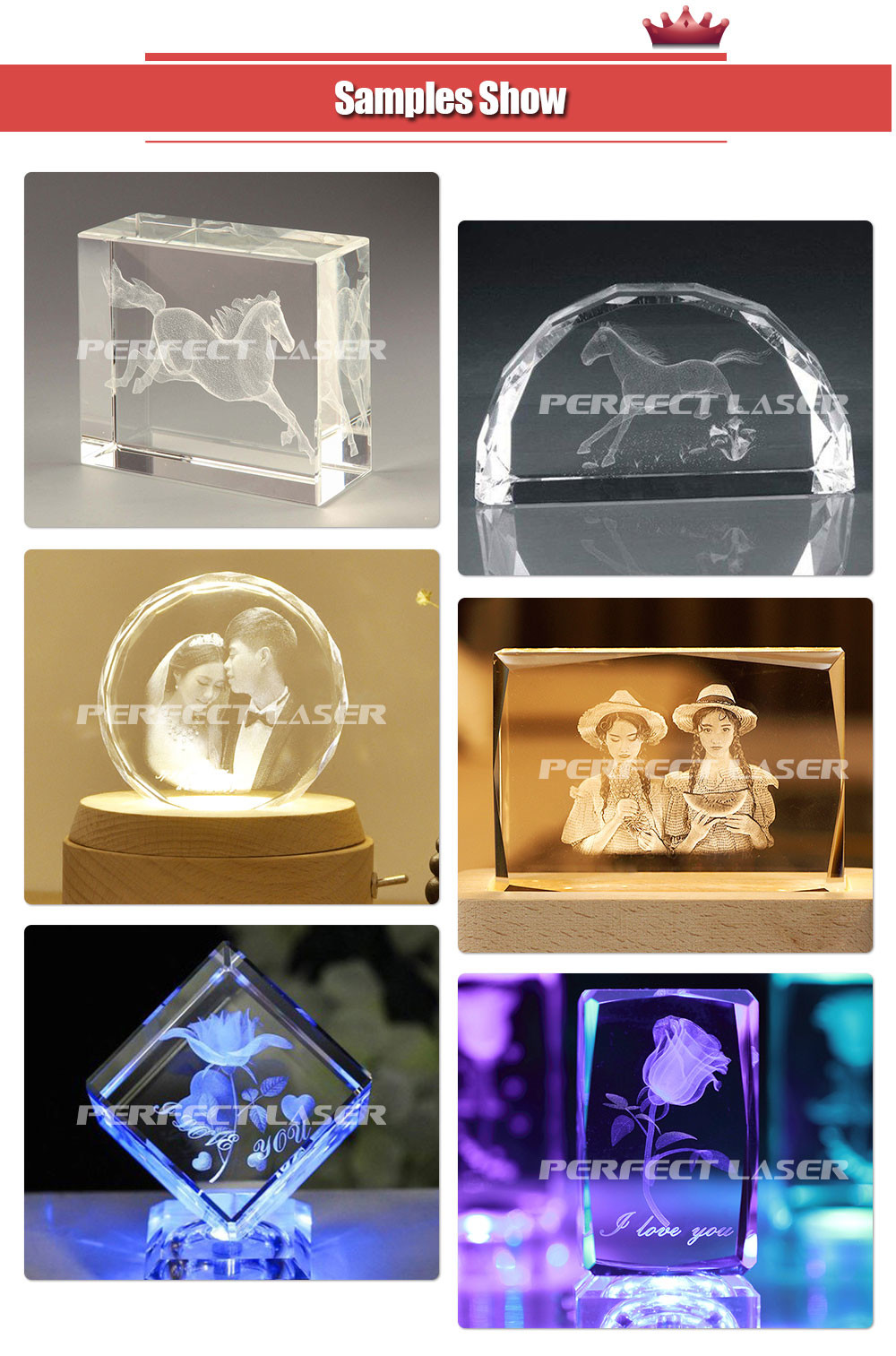 Crystal Portraits 3D Laser Engraving Equipment High Speed Air Cooling Stable