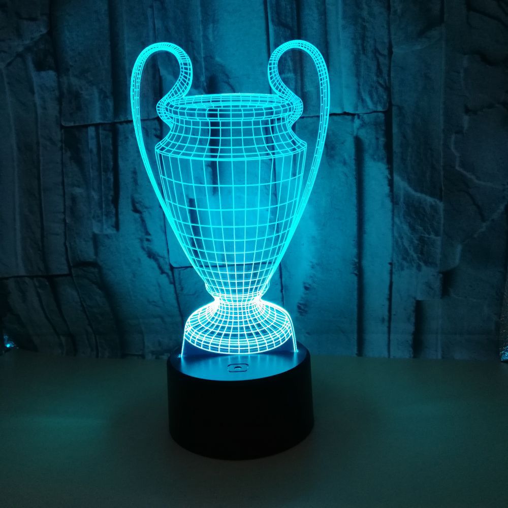 Champion sports creative gifts custom 3D night light trophy colorful touch LED visual small table lamp