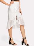 Ruffle Hem Asymmetric Lace Skirt For Women